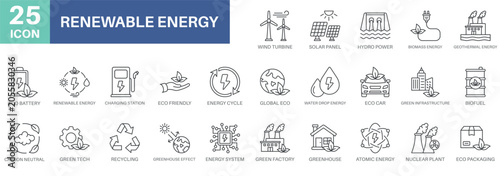 Foto renewable energy icon set, energy, geothermal energy, eco friendly,global eco, and greenhouse effect