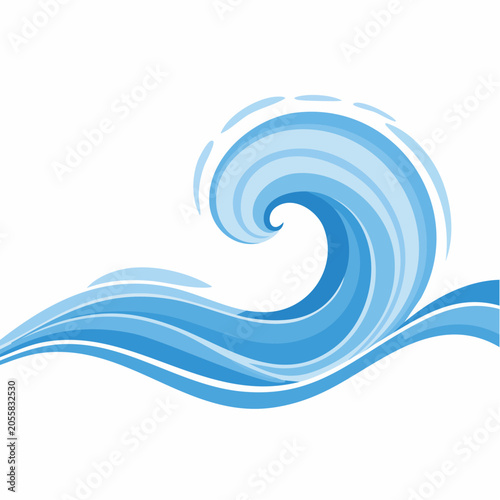 Stylized Blue Ocean Wave Illustration