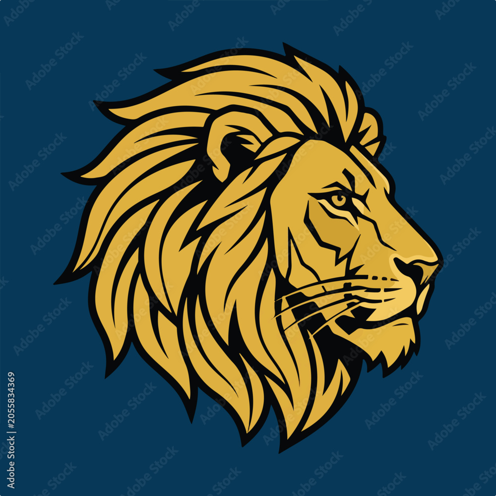 Obraz premium Stylized Lion Head Mascot Graphic Illustration.