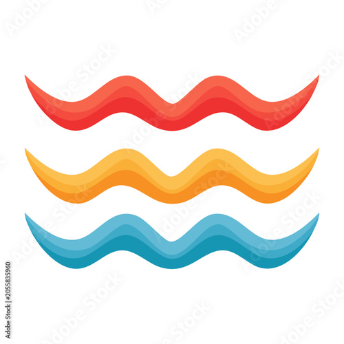 Colorful Wavy Lines Flat Design Vector