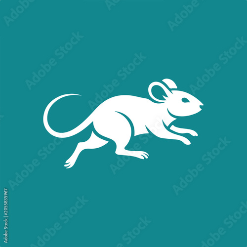 Foto Minimalist silhouette icon of a running mouse.