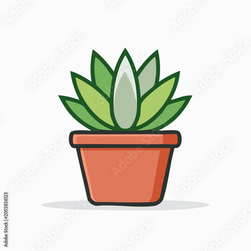 Potted Succulent Plant Illustration