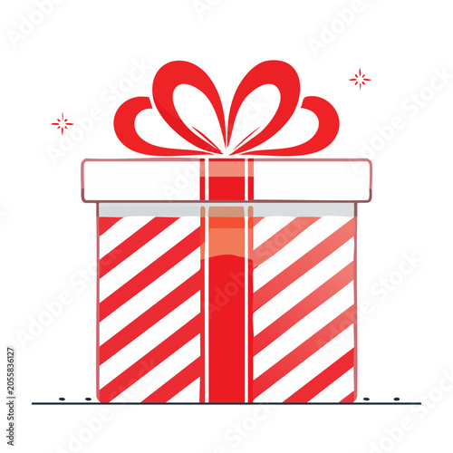 Red and white striped gift box with ribbon