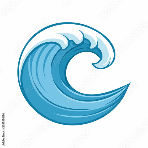 Stylized Blue Ocean Wave Illustration