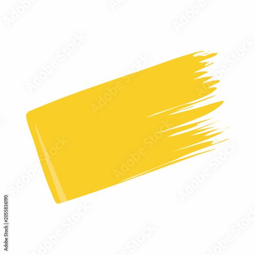 Yellow Paint Brush Stroke on White Background