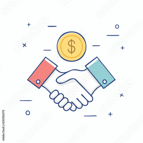 Handshake with Dollar Coin Icon