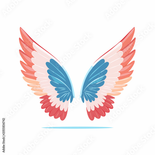 Stylized Angel Wings with Red, White, and Blue Feathers