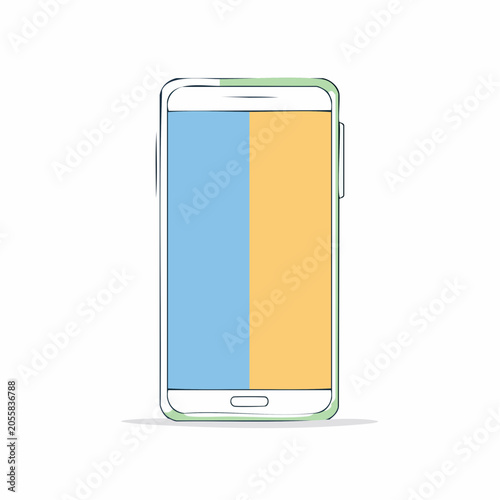 Stylized Smartphone Illustration with Split Screen Colors