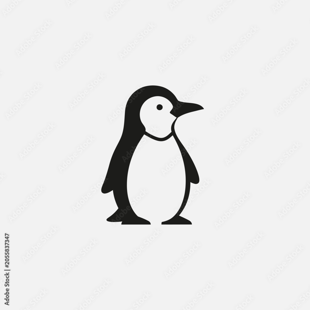 Fototapeta premium Simple Penguin Icon Design with Black and White Colors