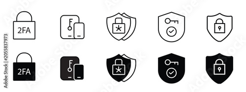 Two Factor Auth Icon Set - Two Factor Authentication 2FA Verification Safety Token Code Icons