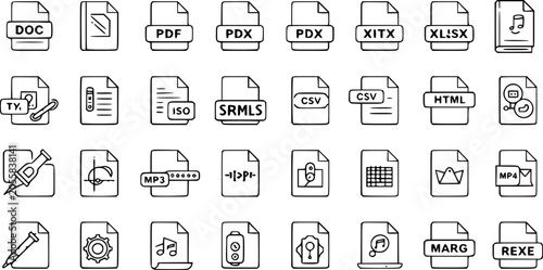 Konstfotografi Hand-Drawn File Type Icons Set