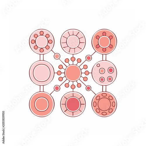 Flat design flower icon set in pink and red