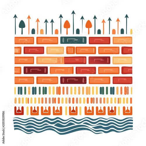 Flat Illustration of Growing Trees and Arrows