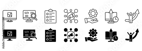 content strategy icon set. vector illustration