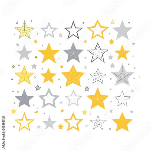 Yellow and Gray Stars Flat Design Vector