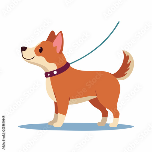 Cartoon Dog on a Leash