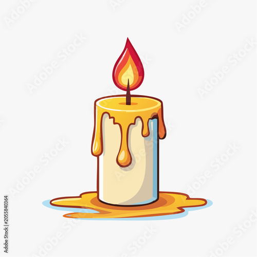 Cartoon illustration of a lit candle with dripping wax