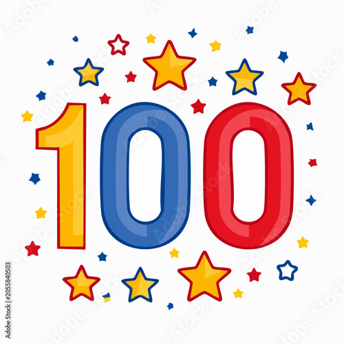 Number 100 with Stars