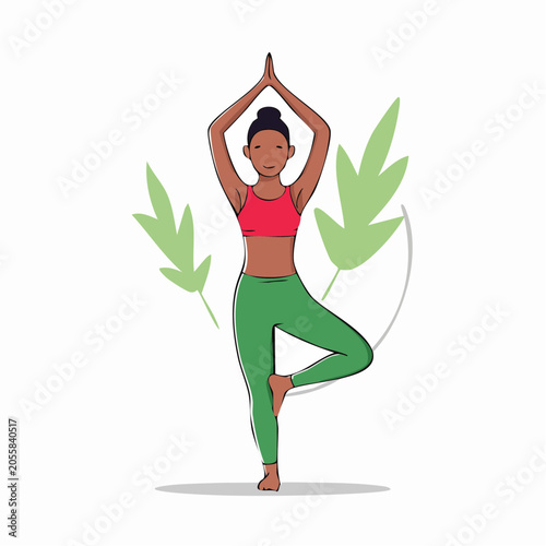 Woman Practicing Yoga Tree Pose