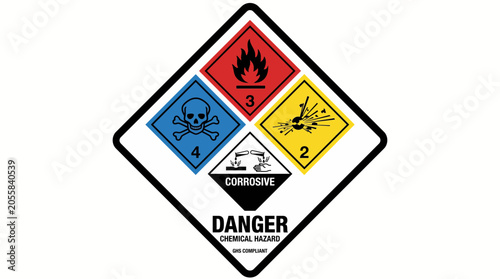 Canvas Print Chemical Hazard Warning Label Diamond with GHS Symbols
