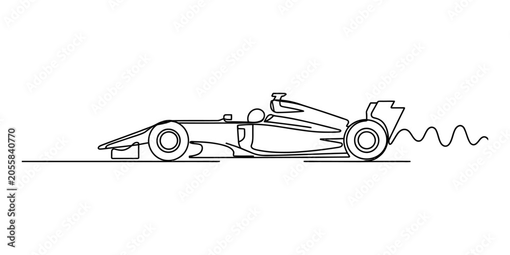 Naklejka premium Formula 1 racing car line art illustration on a simple background