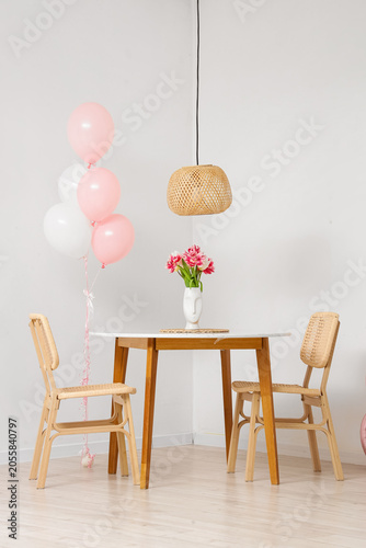 Interior of light room with...
