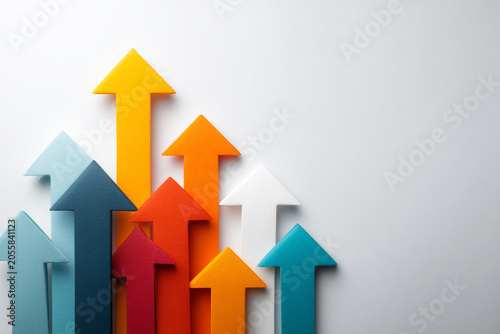 Colorful arrows, growth concept, business success, upward trend