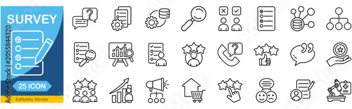 Foto Survey icon set. Editable line icons. Vector illustration