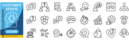 Customer service icon set. Editable line icons. Vector illustration