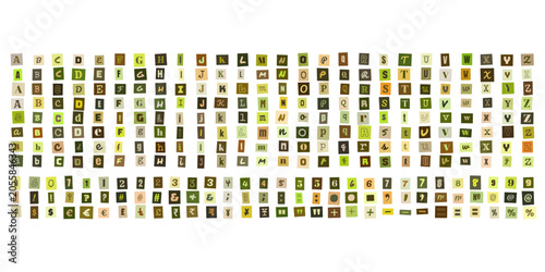 Foto Ransom Note Alphabet Letters and Numbers, Collage Style Typography Set for Creat