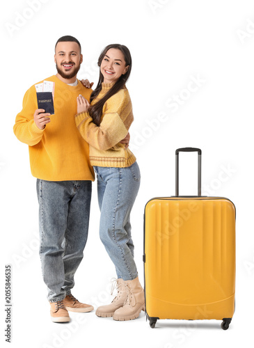 Young couple with passport ...
