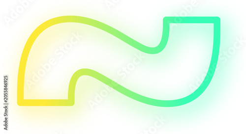 Billede på lærred Tilde neon glow icon in yellow to green gradient outline with sparkle glow for tilde symbol typography character keyboard text font design and app on transparent background