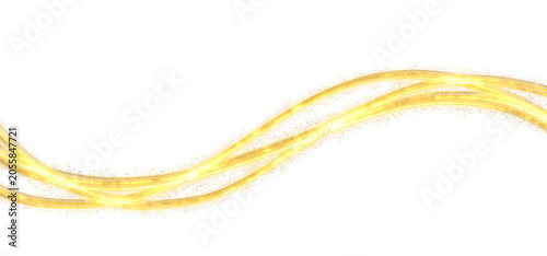 Magic Golden Wave Light Trail With Glitter Particles on alpha Background