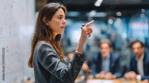 Woman presenting in a corporate meeting