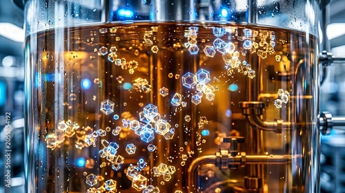 Fermented Protein Crystals Forming Inside Glass Bioreactor Concept of Food Innovation