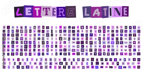 Fotografie LETTERE LATINE alfabeto ritagliato stile rivista per design creativo e messaggi