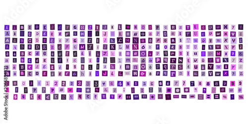 Bild auf Leinwand Alfabeto viola stile collage ritagli di giornale, lettere e numeri per design cr