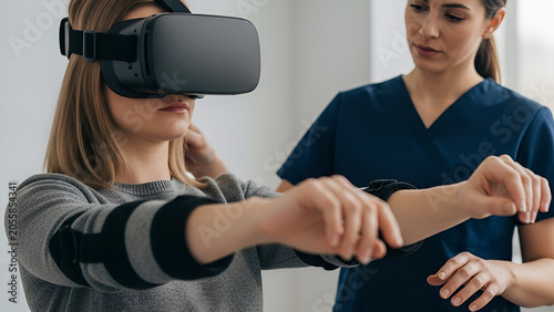 Physical Therapist Using Virtual Reality for Rehabilitation