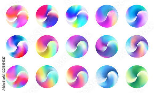 
Set of Colorful Circular Graphic Elements. Vector Yin Yang Illustrations.