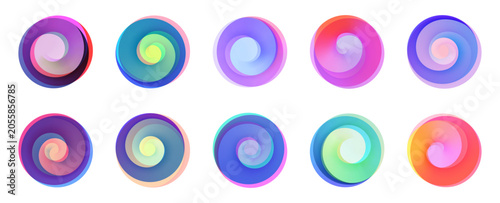Set of Colorful Swirl Graphic Elements. Vector Abstract Illustrations.