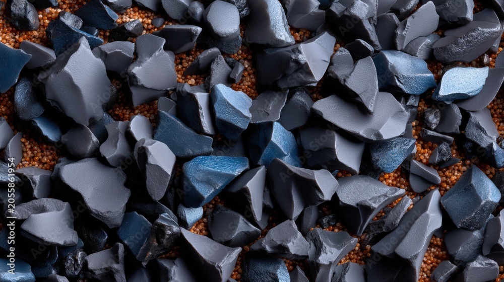Obraz premium Natural background of scattered gray stones on fine orange sand