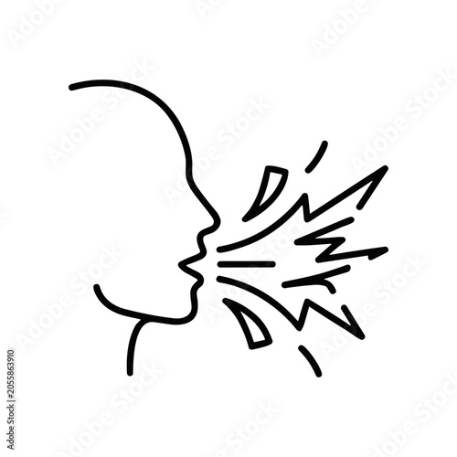 Photography Black line art of shouting person.