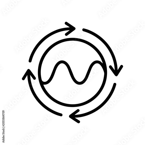 Photos Black line art circular arrow icon.