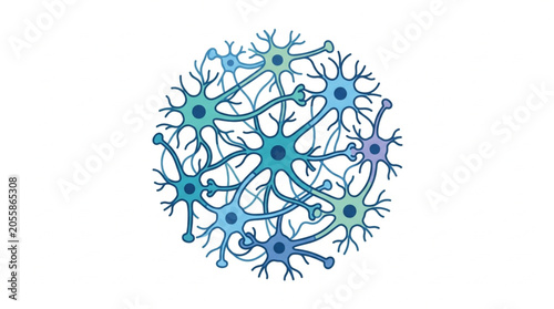 Photos Abstract illustration of interconnected neurons in a circular cluster