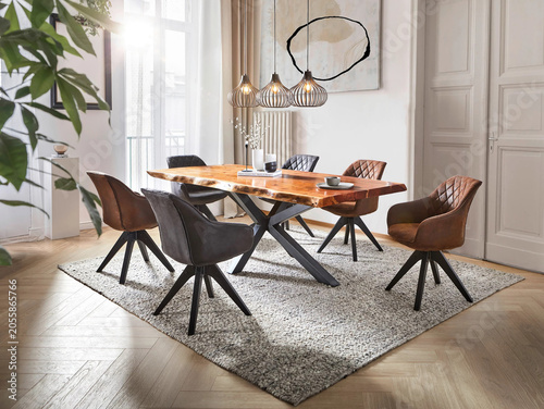 Bild auf Leinwand modern luxury dining room interior, 3d render