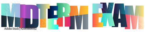 Colorful text design for midterm exam announcement graphic