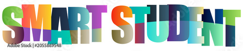 Colorful text design with smart student written in rainbow colors