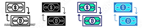 Currency Exchange Icon Set Multiple Style Collection