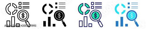 Financial Reporting Icon Set Multiple Style Collection