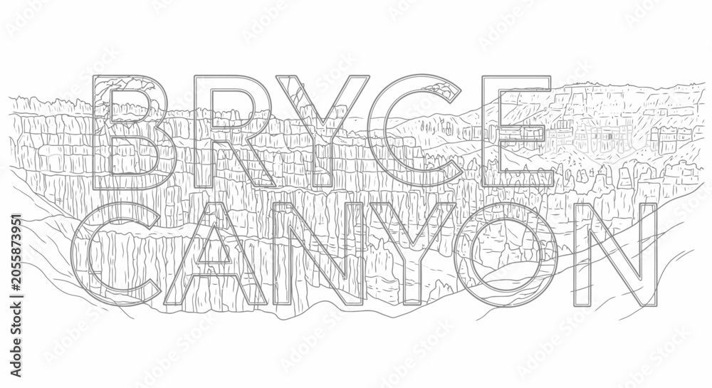 Fototapeta premium Bryce Canyon National Park Text Illustration